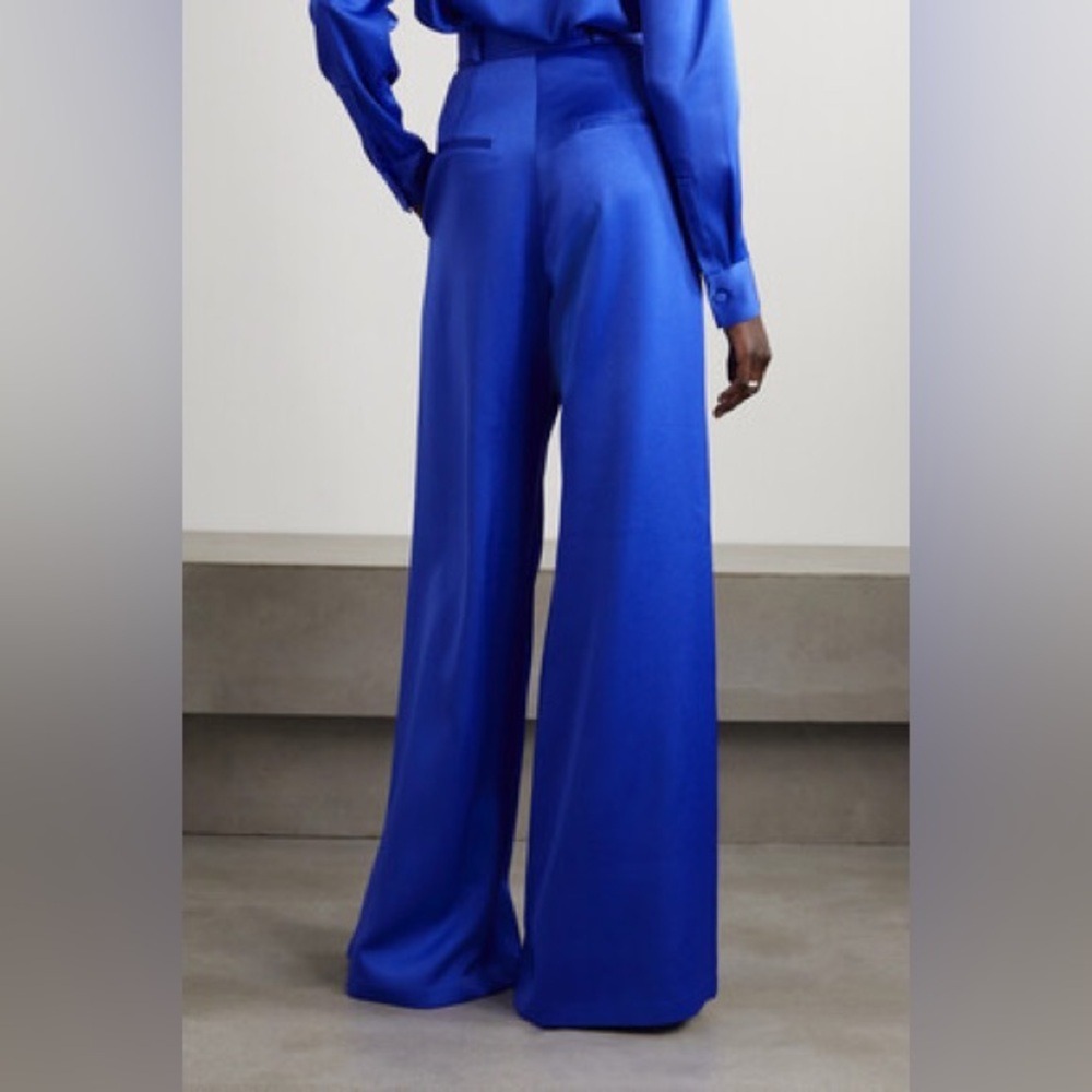 FWRD Alex Perry Cobalt Blue High Waisted Belt Wide Leg Trousers Size 12 AU 8 US